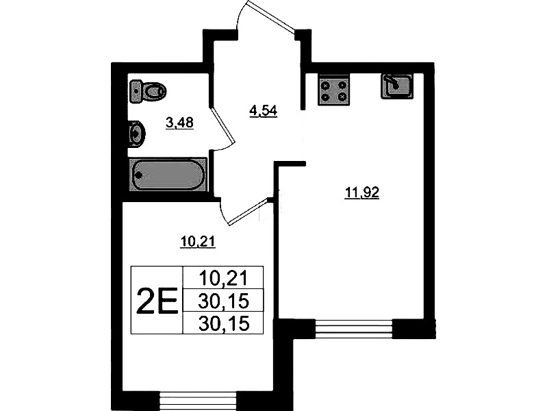 1-комнатная квартира 30.15 м², 2/17 эт., ЖК «Стороны Света 2»
